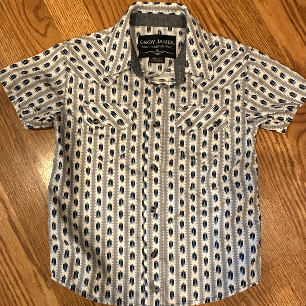 Men's Black and White Western Shirt